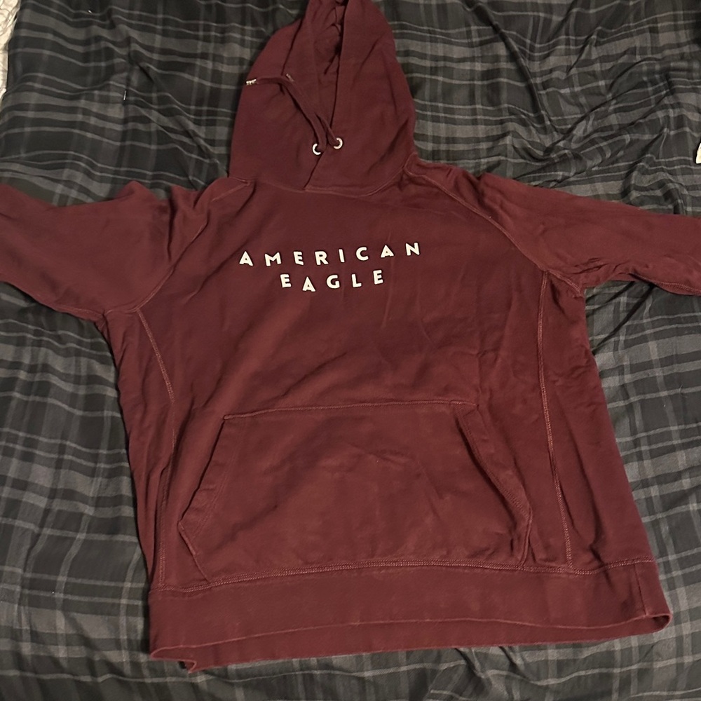 American Eagle Outfitters Men's Burgundy Hoodie